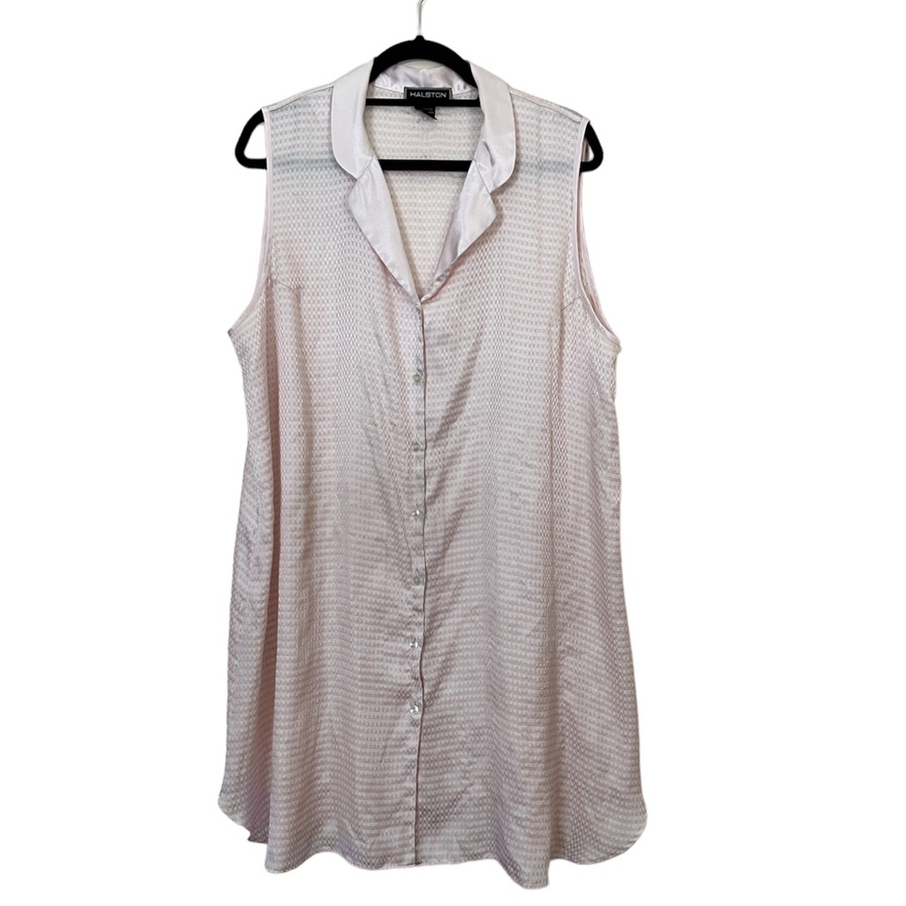 Halston Pink Gingham Sleep Shirt Gown